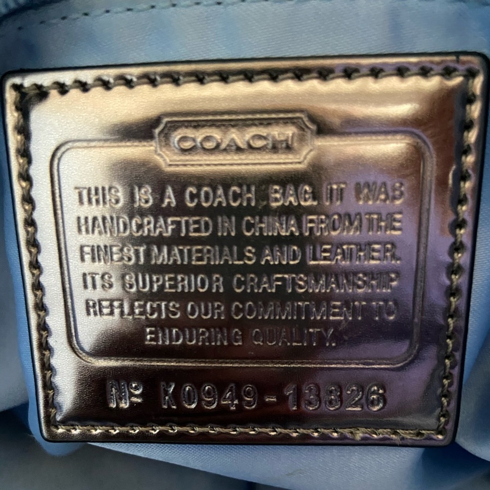 COACH - Blue Poppy Signature Logo Fabric Tote - Picture 5 of 6